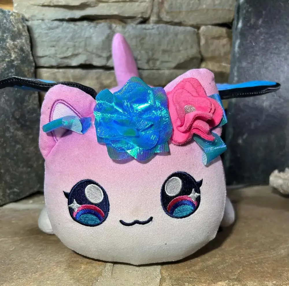 Catface Fantasy Butterfly Floral Fairy Cat Large Pink Plush Stuffed Animal Toy